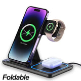 VIKEFON 3 in 1 Foldable Wireless Charging Station for iPhone 17-12 Pro Max