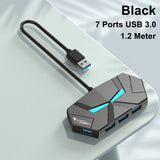 7 Ports USB 3.0 HUB Type C Docking Station 5Gbps High Speed Transmission Splitter Adapter For Laptop Hard Drive Mouse Keyboard