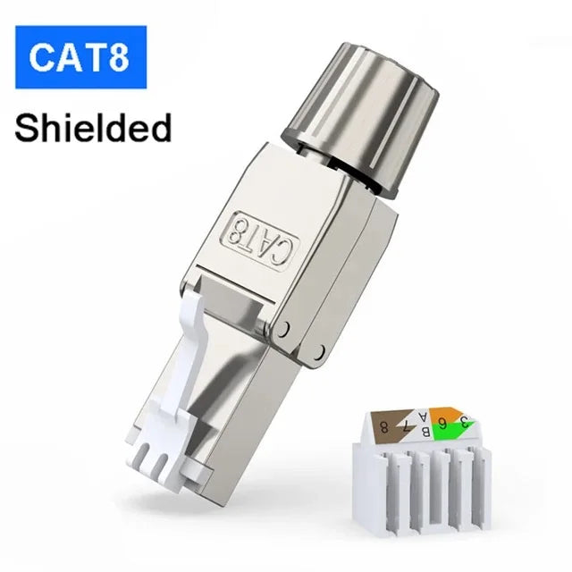 Natalink Cat8 Cat7 Cat6a Connectors RJ45 Tool Free Reusable Shielded Ethernet Cable Easy Jack RJ45 Modular Termination Plug