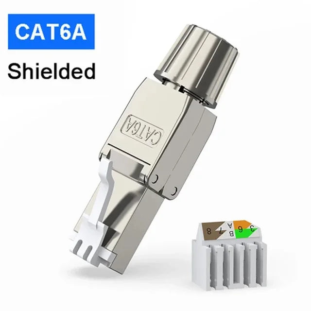 Natalink Cat8 Cat7 Cat6a Connectors RJ45 Tool Free Reusable Shielded Ethernet Cable Easy Jack RJ45 Modular Termination Plug