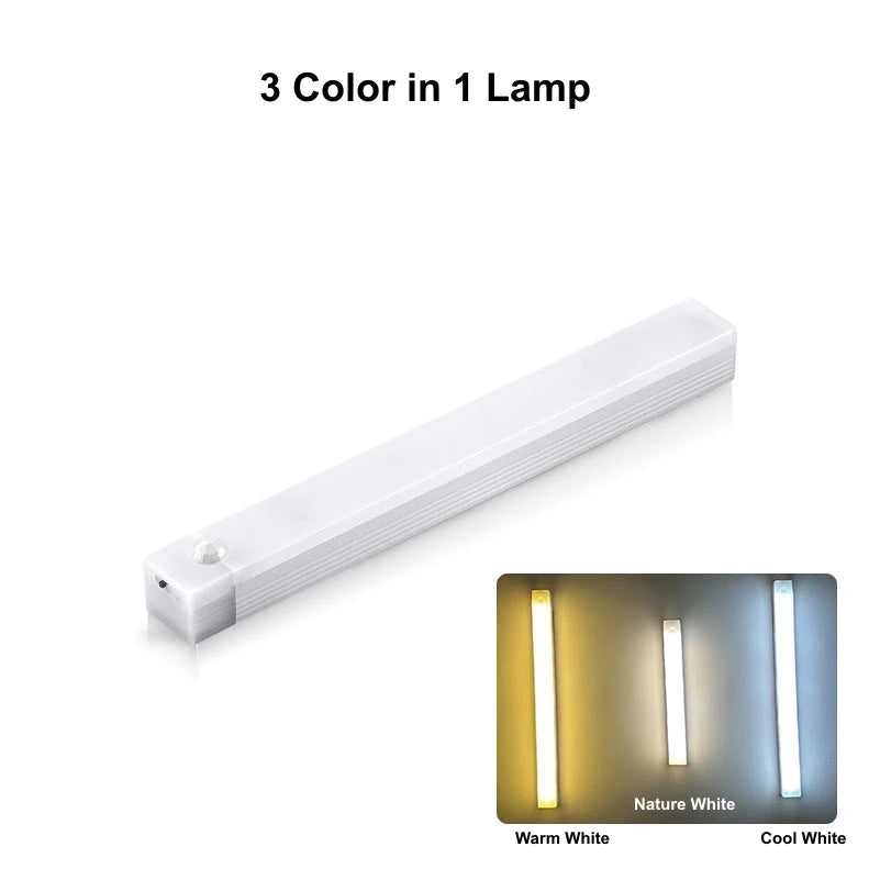Motion Sensor Wireless LED Night Light USB Rechargeable Long Strip Bar Lamp