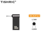 TISHRIC Laptop Power Charger Supply Connector Adapter PD 100W 5A  USB Type-C Female to DC Male For HP/Lenovo/DELL
