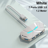 7 Ports USB 3.0 HUB Type C Docking Station 5Gbps High Speed Transmission Splitter Adapter For Laptop Hard Drive Mouse Keyboard